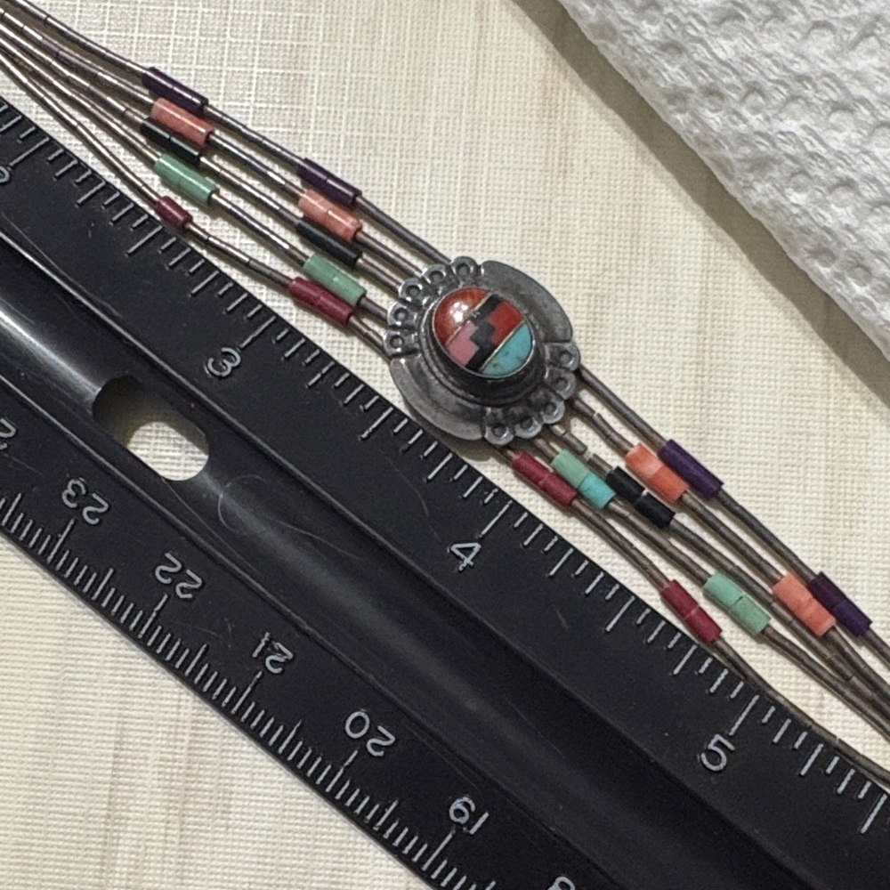 Inlayed liquid silver native Sterling bracelet